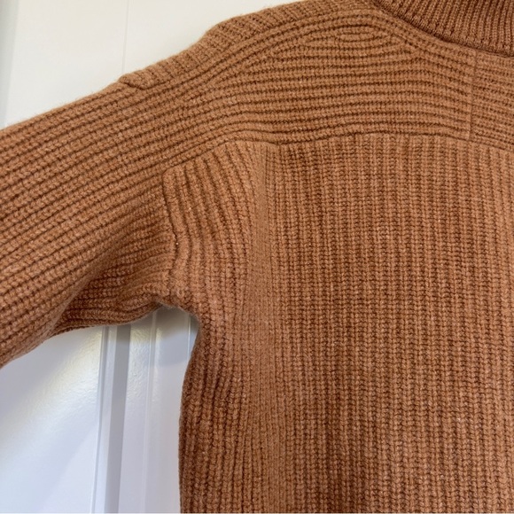 Everlane Felted Merino Wool Half-Zip Sweater in Deep Camel Ribbed Pull Over XS - Picture 11 of 13